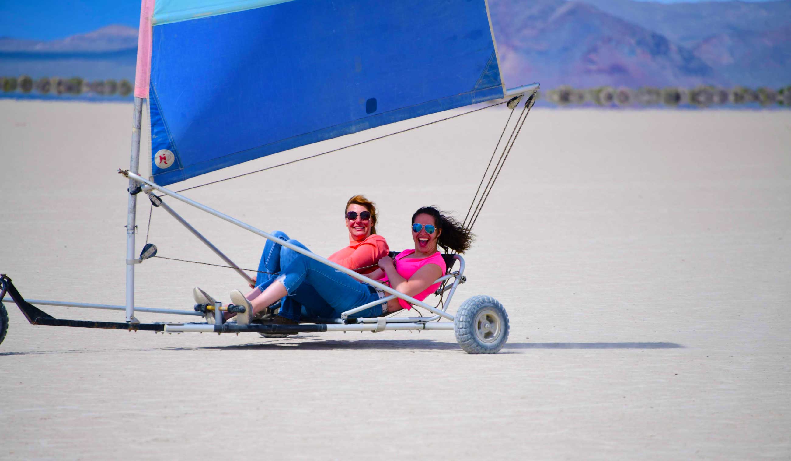 Manta, Manta Twin, Twin jammer, BloKart, Seagull, Land Sail, dirt boat, sail kart, sail cart, Ivanpah, Prim, Primm, NALSA, North American Land Sailing, wind powered, Duo, Ivanpah, Jungo, sand sailing, Manta Single, desert, Nevada, playa, dry lake,